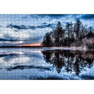 Cakapuzzle Kıpırtısız Göl Ağaçlar ve Bulutlu Gökler 120 Parça Ahşap Puzzle