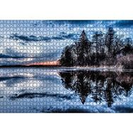 Cakapuzzle Kıpırtısız Göl Ağaçlar ve Bulutlu Gökler Mdf 1000 Parça Puzzle