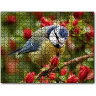 Cakapuzzle Kırmızı Çiçekli Ağaçta Mavi Sarı Kuş 1000 Parça Puzzle