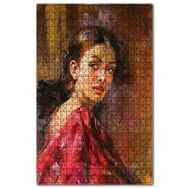 Cakapuzzle Kırmızı Elbiseli Halka Küpeli Çingene Kızı Ahşap 1000 Parça Puzzle