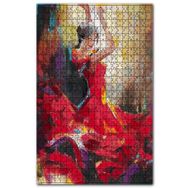 Cakapuzzle Kırmızı Elbiseli Kadının Flamenko Dansı Ahşap 255 Parça Puzzle