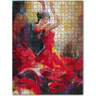 Cakapuzzle Kırmızı Elbiseli Kadının Flamenko Dansı Görseli 120 Parça Ahşap Puzzle
