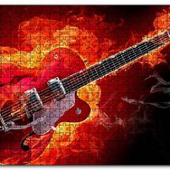 Cakapuzzle Kırmızı Elektrogitar Alevler İçinde Mdf 1000 Parça Puzzle