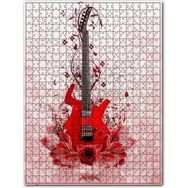 Cakapuzzle Kırmızı Elektrogitar Kırmızı Çiçekler Ahşap 255 Parça Puzzle