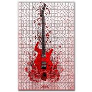 Cakapuzzle Kırmızı Elektrogitar Kırmızı Çiçekler Ahşap 500 Parça Puzzle