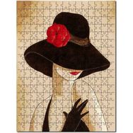 Cakapuzzle Kırmızı Gelincik Çiçekli Şapkalı Kadın 1000 Parça Ahşap Puzzle