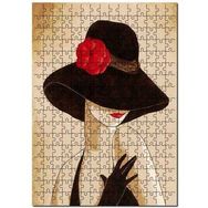 Cakapuzzle Kırmızı Gelincik Çiçekli Şapkalı Kadın 120 Parça Ahşap Puzzle