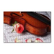 Cakapuzzle Kırmızı Gül Notalar ve Keman 120 Parça Ahşap Puzzle