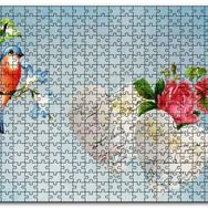 Cakapuzzle Kırmızı Güller Kuş ve Kalpli Mektuplar Mdf 120 Parça Puzzle
