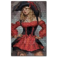 Cakapuzzle Kırmızı Kıyafetli Korsan Kız Ahşap 1000 Parça Puzzle