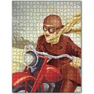 Cakapuzzle Kırmızı Motorsikletli Kahverengi Kıyafetli Kız 1000 Parça Puzzle
