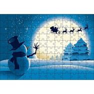 Cakapuzzle Kış Noeli Kardan Adam Ağaçlar Ayışığı 120 Parça Ahşap Puzzle
