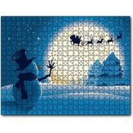 Cakapuzzle Kış Noeli Kardan Adam Ağaçlar Ayışığı 255 Parça Ahşap Puzzle