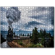 Cakapuzzle Kıvrılarak İlerleyen Kara Tren ve Dumanı Mdf 120 Parça Puzzle