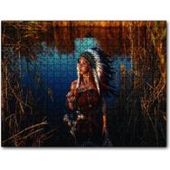 Cakapuzzle Kızılderili Kostümlü Kadın Göl ve Sazlıklar Mdf 120 Parça Puzzle