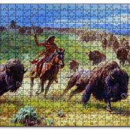 Cakapuzzle Kızılderililer ve Buffola Avı Ahşap 1000 Parça Puzzle