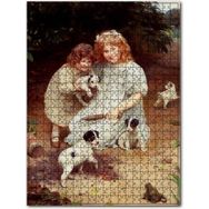 Cakapuzzle Köpeklerle Oynayan Kızlar ve Davetsiz Misafir Kurbağa 120 Parça Puzzle