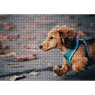 Cakapuzzle Koşan Sevimli Kahverengi Köpek 1000 Parça Ahşap Puzzle