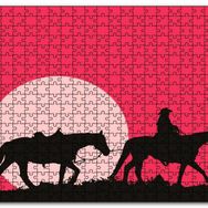 Cakapuzzle Kovboy ve Atları Ahşap 500 Parça Puzzle