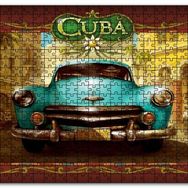 Cakapuzzle Küba Sokaklarında Klasik Yeşil Araç Mdf 120 Parça Puzzle