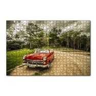 Cakapuzzle Kübada Kırmızı Cabrio Araba ve Ağaçlar 120 Parça Ahşap Puzzle