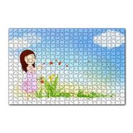 Cakapuzzle Küçük Kız, Çiçekler ve Bulutlar 120 Parça Puzzle