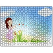 Cakapuzzle Küçük Kız, Çiçekler ve Bulutlar 255 Parça Puzzle