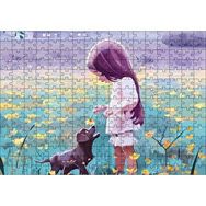 Cakapuzzle Küçük Kız Sarı Çiçekler ve Yavru Köpek 120 Parça Ahşap Puzzle