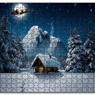 Cakapuzzle Kulübe Karlı Dağ Geyikler ve Noel Baba Mdf 500 Parça Puzzle