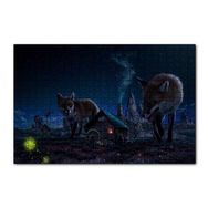 Cakapuzzle Kulübe ve Etrafında Dev Tilkiler Mdf 120 Parça Puzzle