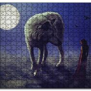 Cakapuzzle Kurt Kadın Gecede Dolun Ay Mdf 120 Parça Puzzle