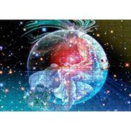 Cakapuzzle Kuşağında Oturan Kız ve Yıldızlar 120 Parça Ahşap Puzzle