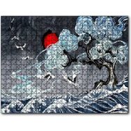 Cakapuzzle Leylekler Dalgalı Deniz Ağaç ve Güneş Yağlıboya Mdf 1000 Parça Puzzle