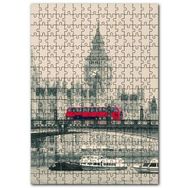 Cakapuzzle Londra Big Ben Köprü ve Kırmızı Otobüs Mdf 500 Parça Puzzle