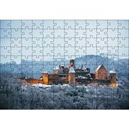 Cakapuzzle Lüksemburg Bourscheid Kalesi ve Karlı Tepeler Mdf 120 Parça Puzzle