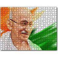 Cakapuzzle Mahatma Gandhi Turuncu Buyaz Yeşil Fon Mdf 1000 Parça Puzzle
