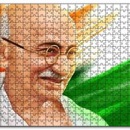 Cakapuzzle Mahatma Gandhi Turuncu Buyaz Yeşil Fon Mdf 120 Parça Puzzle