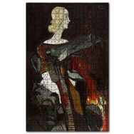 Cakapuzzle Makineli Tüfekli Kadın Yağlıboya Ahşap 1000 Parça Puzzle
