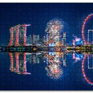 Cakapuzzle Malezya Singapur Gökdelenler ve Gece Yansımaları Mdf 120 Parça Puzzle