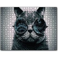 Cakapuzzle Matematik İşlemli Gözlüklü Kedi Mdf 120 Parça Puzzle