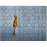 Cakapuzzle Mavi Duvar Önündeki Sarı Kedi Mdf 255 Parça Puzzle