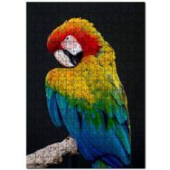 Cakapuzzle Mavi Sarı Kırmızı Macaw Siyah Arkaplan Mdf 1000 Parça Puzzle