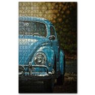 Cakapuzzle Mavi Volkswagen Tosbağa Flu Arkaplan Ahşap 1000 Parça Puzzle