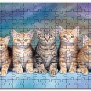 Cakapuzzle Mavi Zeminde Oturan Sarmanlar ve Tekir Mdf 120 Parça Puzzle