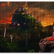 Cakapuzzle Meditasyon Yapan Budist Şato Ahşap 255 Parça Puzzle