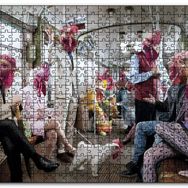 Cakapuzzle Metroda Tavuk Başlıklı Komik İnsanlar Mdf 120 Parça Puzzle
