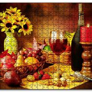 Cakapuzzle Meya Çiçek Şarap Kuruyemiş Görseli Mdf 120 Parça Puzzle