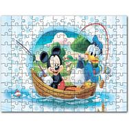 Cakapuzzle Mickey Mouse ve Donald Duck Tekne Balık Tutma Mdf 120 Parça Puzzle