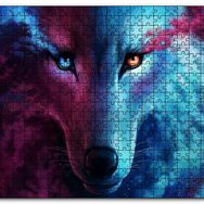 Cakapuzzle Mistik Kurt Gözleri Mavi ve Kırmızı Mdf 120 Parça Puzzle
