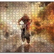 Cakapuzzle Motokros Helikopterler ve Kızıl Dumanlar Mdf 1000 Parça Puzzle